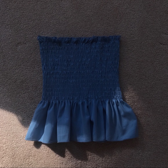 Blue Smocked Tube Top - Picture 2 of 4